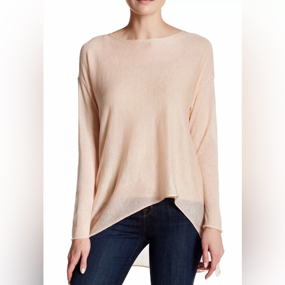 Eileen Fisher Asymmetrical Hi-Lo Merino Wool Alabaster Pullover Medium